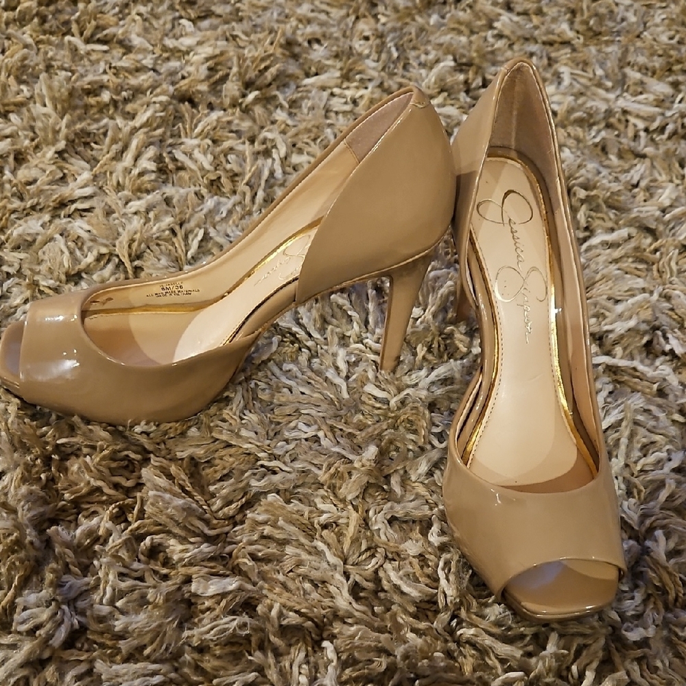 Jessica Simpson Nude Peep Toe Heels - Picture 3 of 3